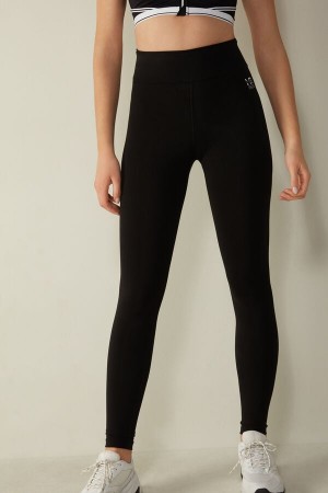 Intimissimi In Action Leggings in Organic Stretch Katoenen Zwart | SNLVO98663