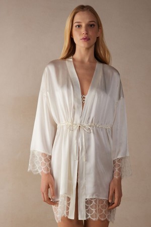 Intimissimi Pure Charme Silk Kimono Wit | NLIIZ67427