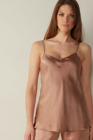 Intimissimi Silk Satin Top with V-neckline Natural | ANLWC12308