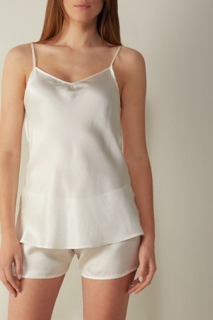 Intimissimi Silk Satin Top with V-neckline Wit | NLXBR35523