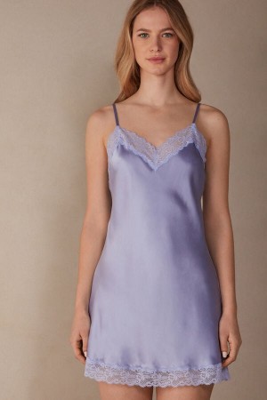 Intimissimi Silk Slip with Kanten Insert Detail Violet | NLDYB24009