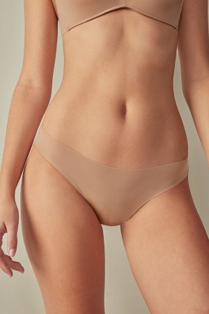 Intimissimi Brazilian Panties in Seamless Ultra Light Microfiber Natural | XNLGW75563