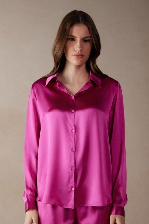 Intimissimi Long Sleeve Silk Shirt Roze | SNLVO89476