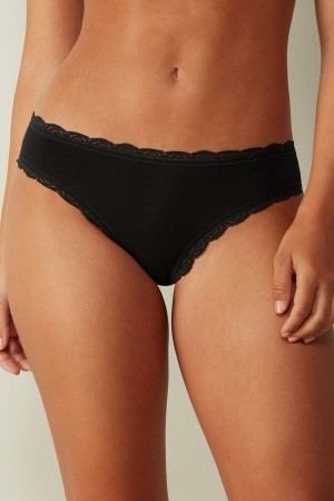 Intimissimi Katoenen and Kanten Panties Zwart | SNLNY73057