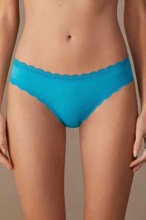 Intimissimi Katoenen and Kanten Panties Blauw | QNLWA69780