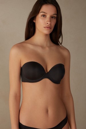 Intimissimi Anna Bandeau Bra in Ultralight Microfiber Zwart | NLNEJ86993