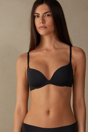 Intimissimi Gioia B Cup Microfiber Super Push-Up Bra Zwart | NLXMI86461