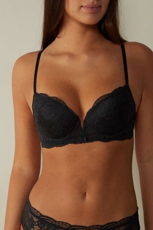 Intimissimi Mia Kanten Super Push-Up Bra Zwart | NLIIZ70478