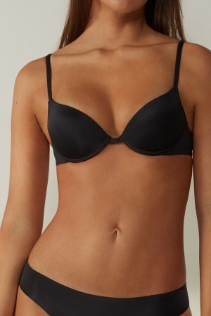 Intimissimi Simona Microfiber Super Push-Up Bra Zwart | NLCVG91654