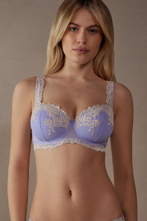 Intimissimi Pretty Flowers Sofia Balconette Bra Violet | LNLSX31741