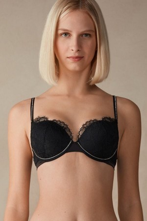 Intimissimi Shine High Like Stars Elettra Super Push-up Bra Zwart | UNLND80929