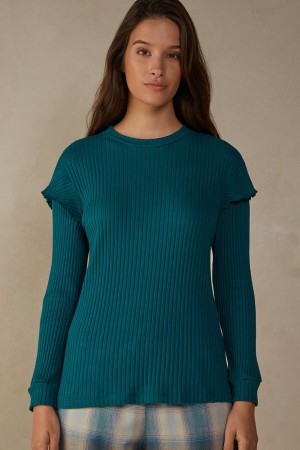 Intimissimi Cozy Mountains Long Sleeve Geribbeld Top Groen | NLZPD33928