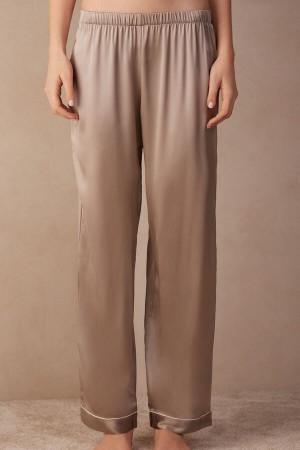 Intimissimi Silk Satin Pajama Pants Natural | ANLDF75895