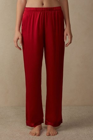 Intimissimi Silk Satin Pajama Pants Rood | ANLDF31578