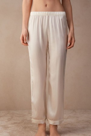 Intimissimi Silk Satin Pajama Pants Wit | ENLHC56340