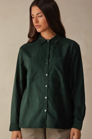 Intimissimi Slow and Cozy Velvet Shirt Groen | MNLFT46606