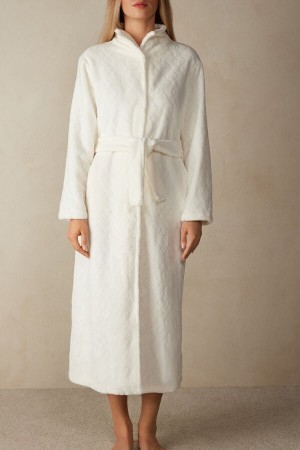 Intimissimi Elegant Night Long Robe Wit | QNLUV52634