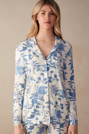 Intimissimi Feeling Beautiful Button Up Shirt in Modal Print | BNLSO98143