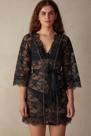 Intimissimi Shine High Like Stars Kanten Kimono Zwart | QNLUV14621