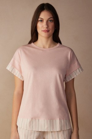 Intimissimi Soft Spring Kort Sleeve Katoenen T-Shirt Roze | PNLER22215