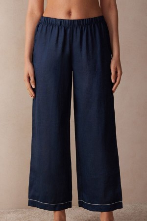 Intimissimi Yacht Night Linen Pants Blauw | SNLVO12868