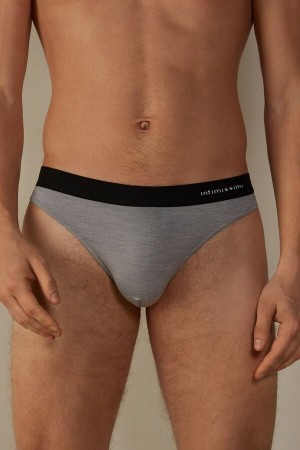 Intimissimi Logo Detailed Microfiber String Grijs | UNLTG37757