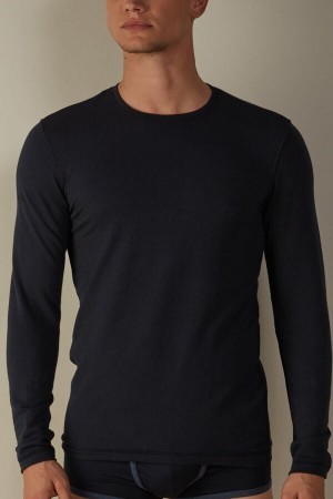 Intimissimi Long-Sleeve Modal-Cashmere Top Blauw | NLZPD34342