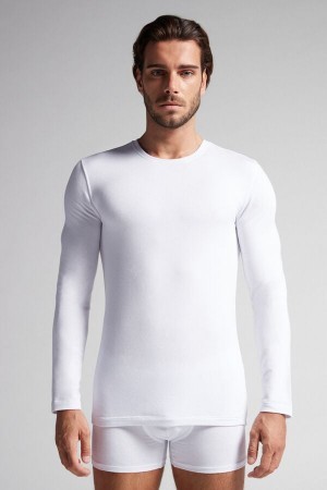 Intimissimi Long-Sleeve Modal-Cashmere Top Wit | NLQCS53206