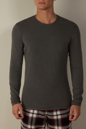 Intimissimi Long-Sleeve Modal-Cashmere Top Donkergrijs | NLQCS15094