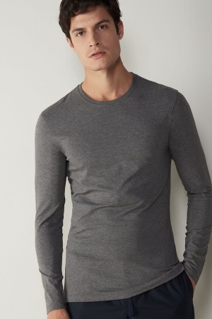 Intimissimi Long-Sleeve Stretch Supima Katoenen Top Donkergrijs | ENLVG71172