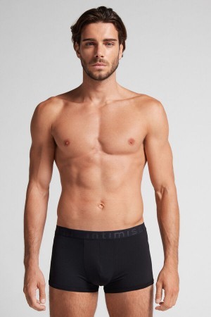 Intimissimi Microfiber Logo Boxer Shorts Zwart | PNLER39382