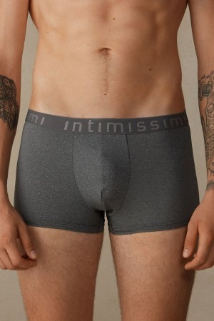 Intimissimi Microfiber Logo Boxer Shorts Donkergrijs | NLICD16795