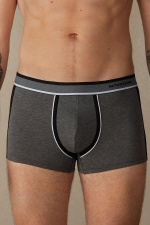 Intimissimi Two-tone Boxers in Stretch Supima® Katoenen Zwart | SNLVO32617