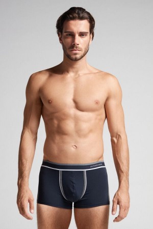 Intimissimi Two-tone Boxers in Stretch Supima® Katoenen Blauw | YNLVQ89326