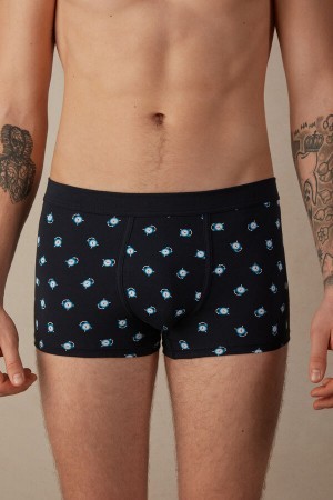 Intimissimi Alarm Clock Boxers in Stretch Supima® Katoenen Blauw | NLDYB46649