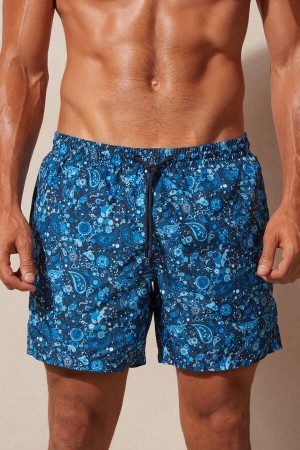 Intimissimi Blue Paisley Print Swim Trunks Blauw | NLNZX37327