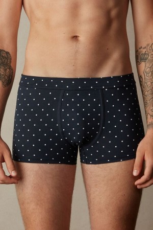 Intimissimi Dotted Boxers in Stretch Supima® Katoenen Blauw | BNLSO56631