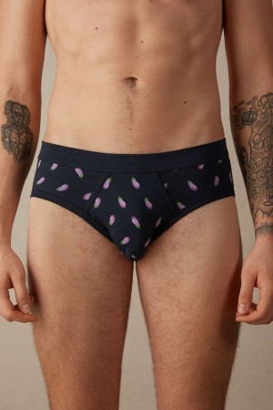 Intimissimi Eggplant Briefs in Stretch Supima® Katoenen Blauw | YNLGT98569