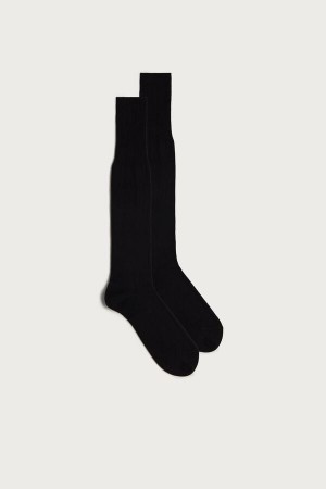 Intimissimi Hoge Cashmere-Silk-Katoenen Blend Socks Zwart | LNLSX34324