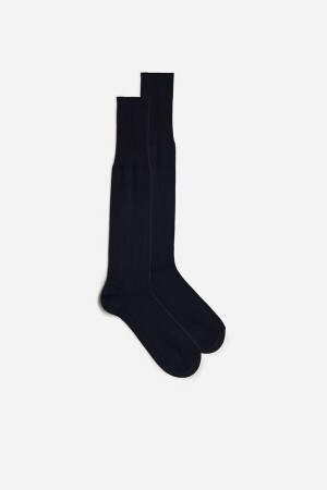 Intimissimi Hoge Cashmere-Silk-Katoenen Blend Socks Blauw | NLEAH14825