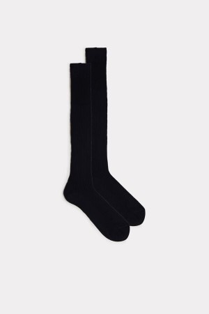 Intimissimi Hoge Geribbeld Egyptian Katoenen Socks Blauw | NLCVG92965