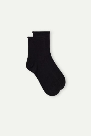 Intimissimi Kort Socks in Stretch Supima® Katoenen Zwart | NLZPD68350