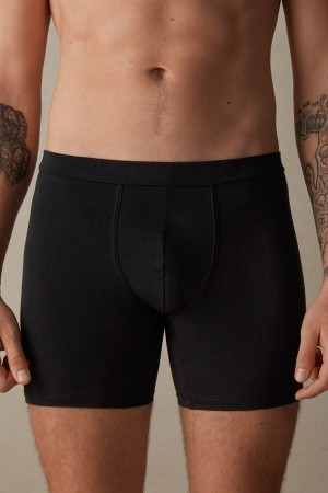 Intimissimi Long Boxers in Stretch Supima® Katoenen Zwart | TNLPQ34355