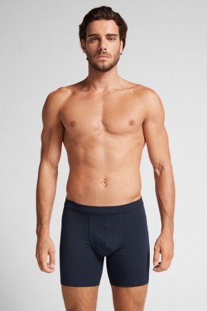 Intimissimi Long Boxers in Stretch Supima® Katoenen Blauw | NLDYB58405