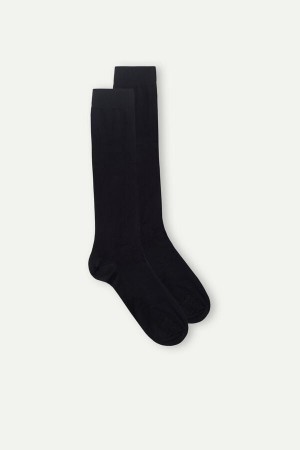 Intimissimi Long Socks in Stretch Supima® Katoenen Zwart | DNLKV76798