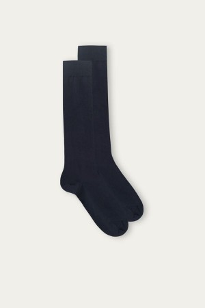 Intimissimi Long Socks in Stretch Supima® Katoenen Blauw | QNLUV50193