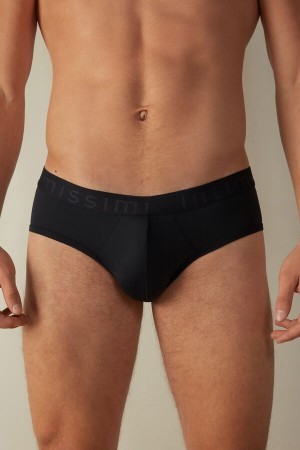 Intimissimi Microfiber Briefs with Logo Detail Blauw | ZNLMJ56812