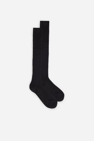 Intimissimi Hoge Geribbeld Egyptian Katoenen Socks Grijs | NLJKU12879