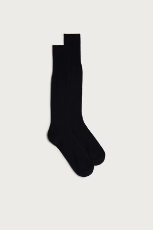 Intimissimi Hoge Sateen Egyptian Katoenen Socks Zwart | NLQAV98434