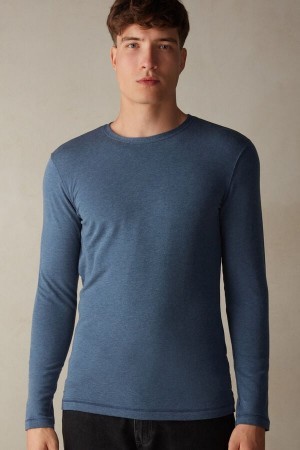 Intimissimi Long-Sleeve Modal-Cashmere Top Blauw | LNLTR74423